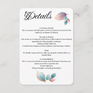 Pastel Iridescent Leaves Wedding Dreamy Pastels Enclosure Card