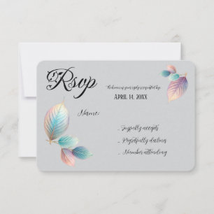 Pastel Iridescent Leaves Wedding Dreamy Pastels RSVP Card