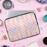Pastel Iridescent Mermaid Scales Pattern Laptop Sleeve<br><div class="desc">A mermaid scale pattern with iridescent pastel coloured scales. The scales have a pearly look effect,  like they can shine in different colours. They are outlined in a faux gold texture. This chic pattern is perfect for all the majestic mermaids!</div>
