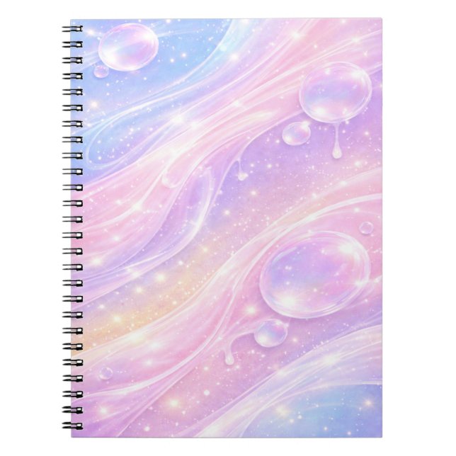 Pastel Iridescent Slime Bubbles Fantasy Notebook (Front)