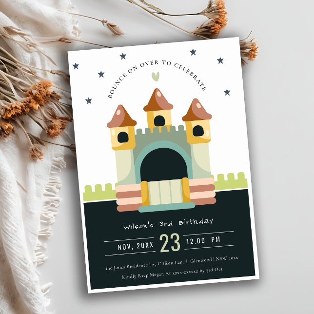 Pastel Jumping Castle Jump & Play Kids Birthday Invitation (Creator Uploaded)