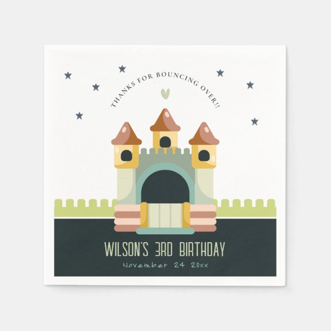Pastel Jumping Castle Jump & Play Kids Birthday  Napkin (Front)