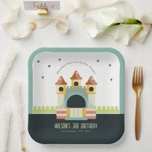 Pastel Jumping Castle Jump & Play Kids Birthday Paper Plate