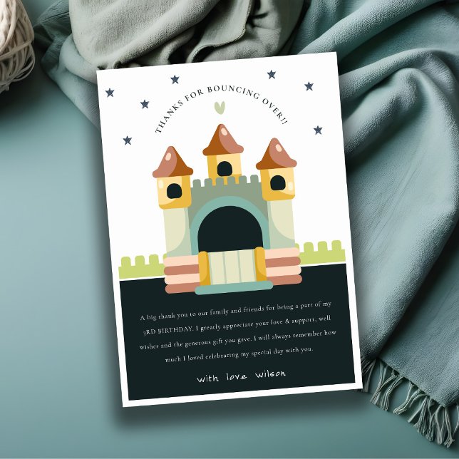 Pastel Jumping Castle Jump & Play Kids Birthday Thank You Card (Creator Uploaded)