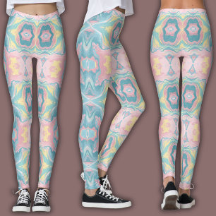Pastel Kaleidoscope Pattern   Pink & Mint Mandala Leggings
