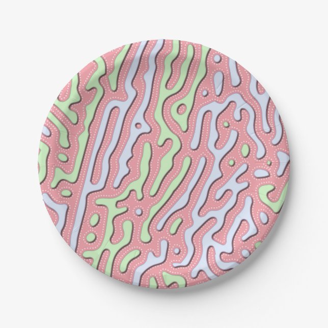 Pastel Kawaii Abstract Colourful Splatter Design Paper Plate (Front)