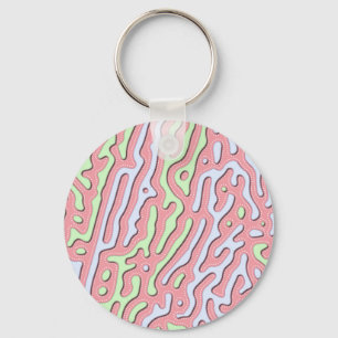 Pastel Kawaii Abstract Colourful Squiggle Design Key Ring