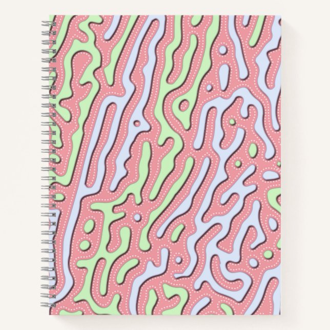 Pastel Kawaii Abstract Colourful Squiggle Design Notebook (Front)