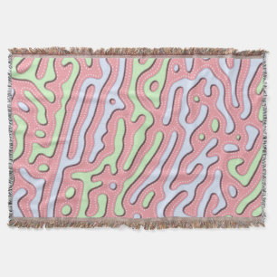 Pastel Kawaii Abstract Colourful Squiggle Design Throw Blanket