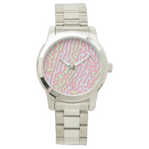 Pastel Kawaii Abstract Colourful Squiggle Design Watch