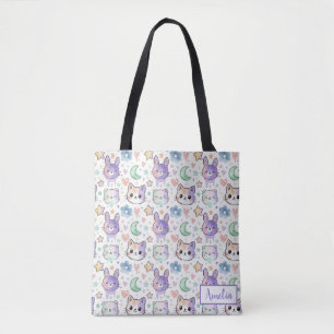 Pastel Kawaii Animal Cute Watercolor Aesthetic Tote Bag