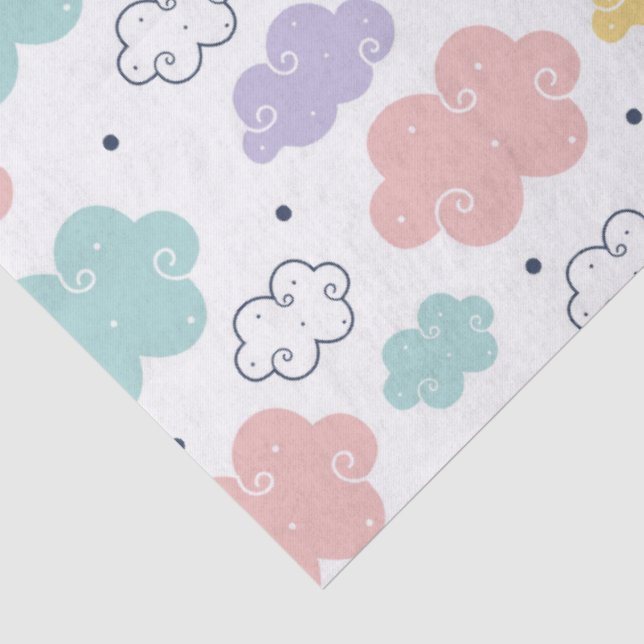Pastel Kawaii Cloud Pattern Tissue Paper (Detail)