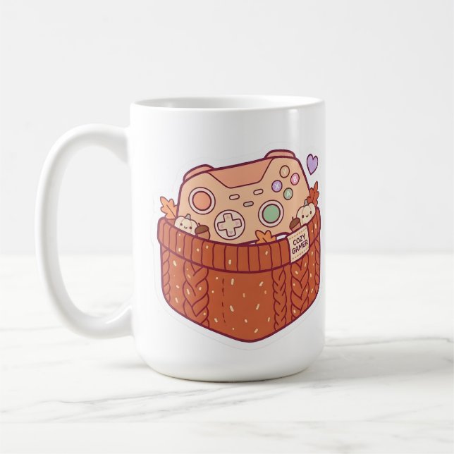 Pastel Kawaii Cosy Gamer Controller Sweater Mug (Left)