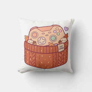 Pastel Kawaii Cosy Gamer Controller Sweater Throw Cushion