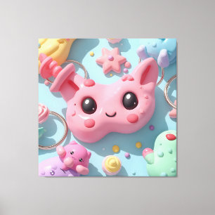 Pastel Kawaii Creature Fantasy Art Canvas Print