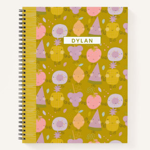 Pastel Kawaii Fruit Pattern Personalised Sketch Notebook