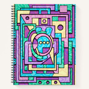 Pastel Kawaii Geometric Abstract Labyrinth Notebook