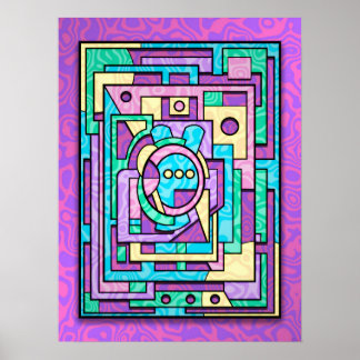 Pastel Kawaii Geometric Abstract Labyrinth Poster