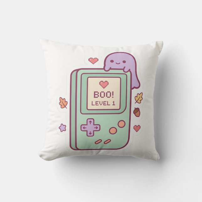 Pastel Kawaii Ghost Gamer Console Pillow (Front)