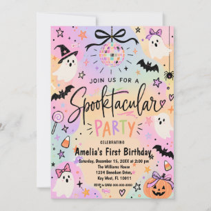 Pastel Kawaii Ghost Halloween Birthday Party Invitation