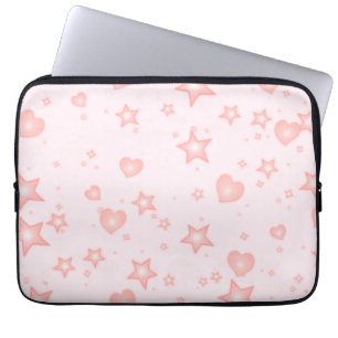 Pastel Kawaii Hearts & Stars – Cute Girly Pink Laptop Sleeve