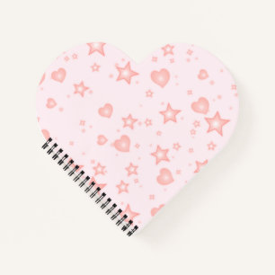 Pastel Kawaii Hearts & Stars – Cute Girly Pink Notebook