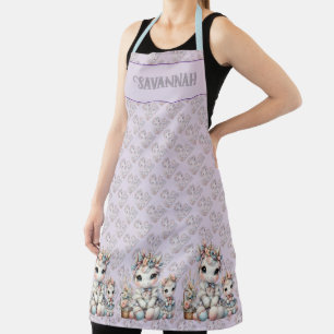 Pastel Kawaii Unicorn Mother Daughter Duo Lavender Apron