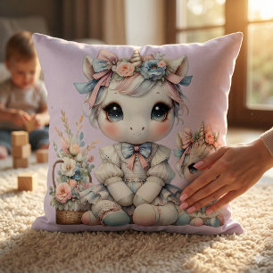 Pastel Kawaii Unicorn Mother Daughter Duo Lavender Cushion