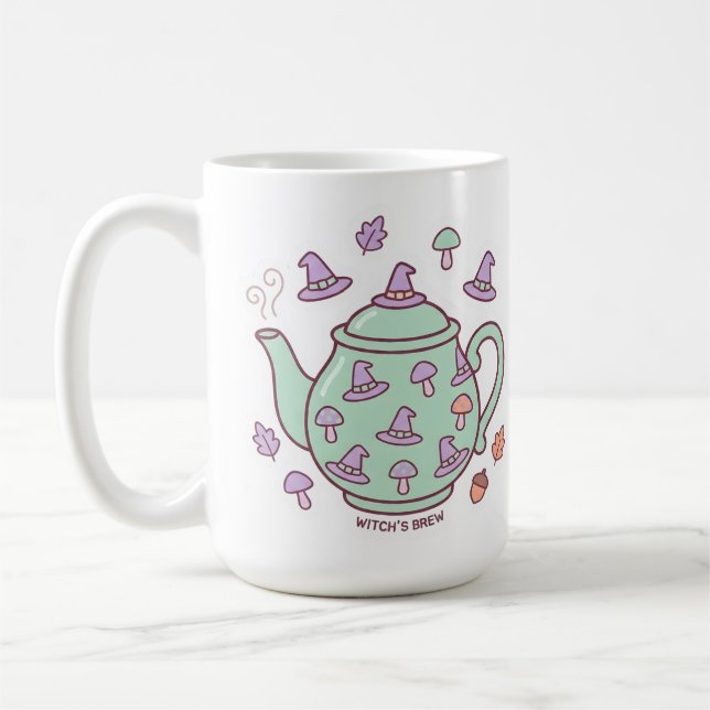 Pastel Kawaii Witch's Brew Teapot Coffee Mug (Left)