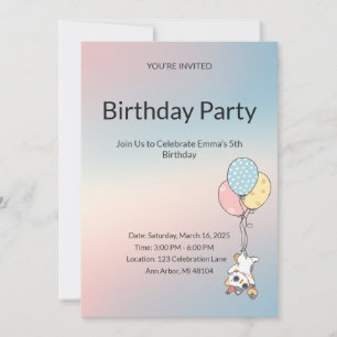 Pastel Kids Birthday Invitation 