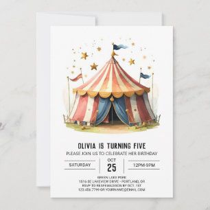 Pastel Kids' Celebration Circus Birthday Invitation