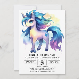 Pastel Kids Horse Birthday Invitation