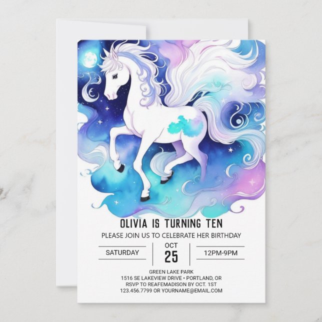 Pastel Kids Horse Birthday Invitation (Front)