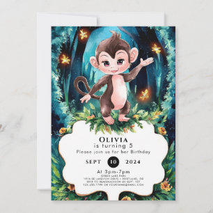 Pastel Kids Monkey Birthday Invitation