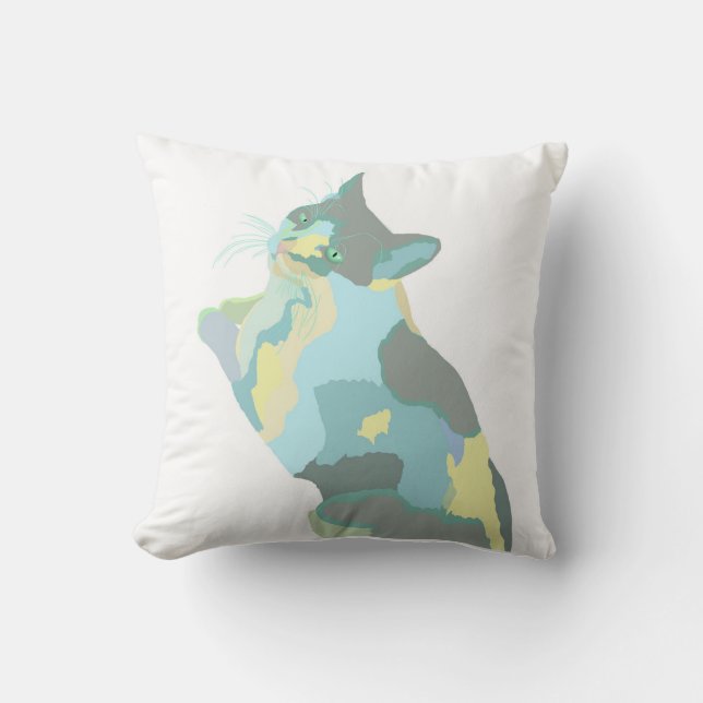 Pastel Kitty Throw Pillow (Front)