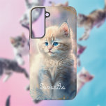 Pastel Kitty With Your Name Samsung Galaxy Case<br><div class="desc">Adorable pastel kitty with your name on a pastel background.</div>
