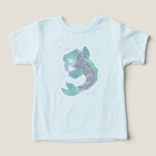 Pastel Koi Fish Whimsical Folk Art Underwater