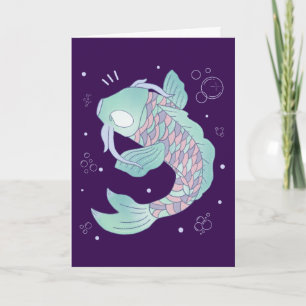 Pastel Koi Fish Whimsical Folk Art Underwater Card