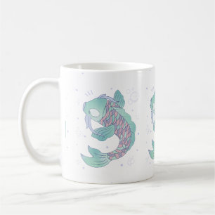 Pastel Koi Fish Whimsical Folk Art Underwater Coffee Mug