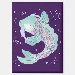 Pastel Koi Fish Whimsical Folk Art Underwater Magnet