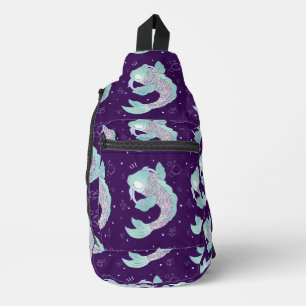 Pastel Koi Fish Whimsical Folk Art Underwater Sling Bag
