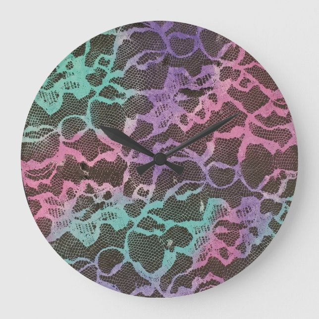 Pastel Lace Pattern Round Wall Clock (Front)