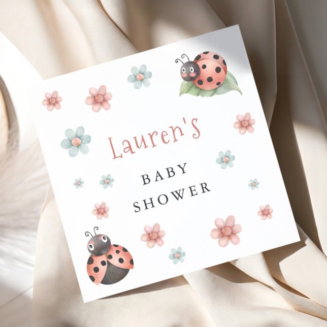 Pastel Ladybug Baby Shower Napkin (Creator Uploaded)