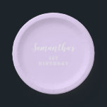 Pastel Lavender 1st Birthday Script Paper Plate<br><div class="desc">A simple pastel lavender background with 1st birthday in fancy script.</div>