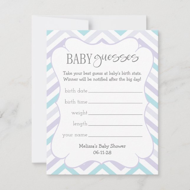 Pastel Lavender and Aqua Zig Zag Baby Baby Guesses (Front)