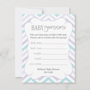 Pastel Lavender and Aqua Zig Zag Baby Baby Guesses
