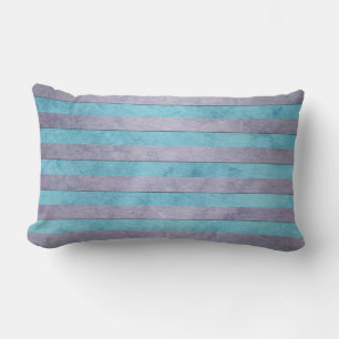 Pastel Lavender and Teal Blue Stripes Pattern Lumbar Cushion
