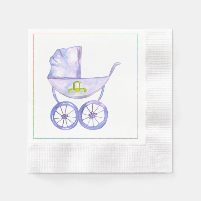 Pastel Lavender Baby Carriage Napkins (Front)