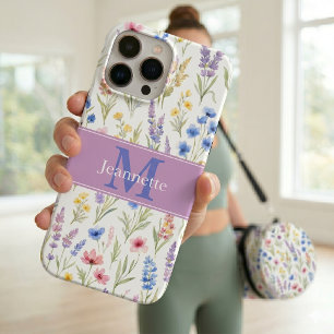 Pastel Lavender Blue Salmon Pink Wildflower Name  iPhone 15 Pro Case