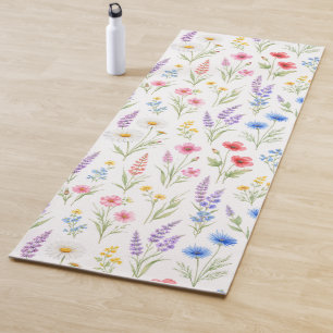Pastel Lavender Blue Salmon Pink Wildflowers 2 Yoga Mat